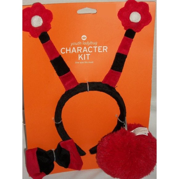 Halloween Child Youth Ladybug Character Kit Costume Headband Bow Tie Tail - Picture 1 of 3